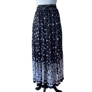 Papa Vancouver Black Floral Bohemian Maxi Skirt OS